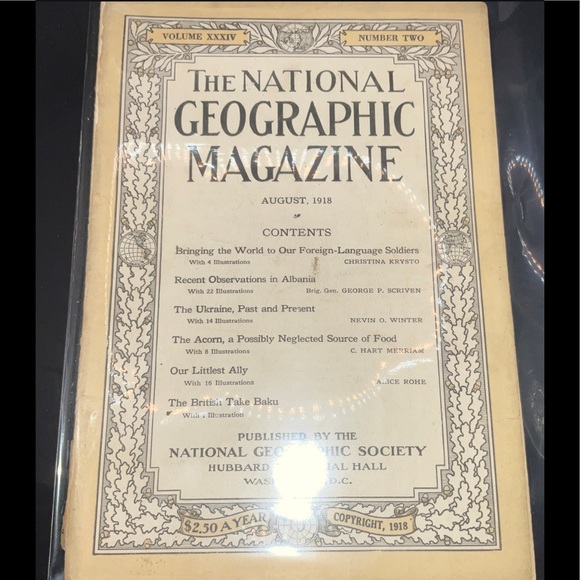 National Geographic Magazine Issue- August 1918, Vol. 34, No. 2 Collectable